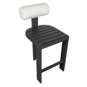 Uttermost Bolster Back Outdoor Counter Stool – Stylish, Durable Seating For Your Modern Patio Space Black,White Metal Aluminium With Cushion Crescent Cloud Dancer 53046