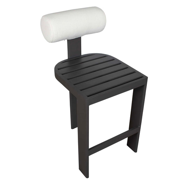 Uttermost Bolster Back Outdoor Counter Stool – Stylish, Durable Seating For Your Modern Patio Space Black,White Metal Aluminium With Cushion Crescent Cloud Dancer 53046