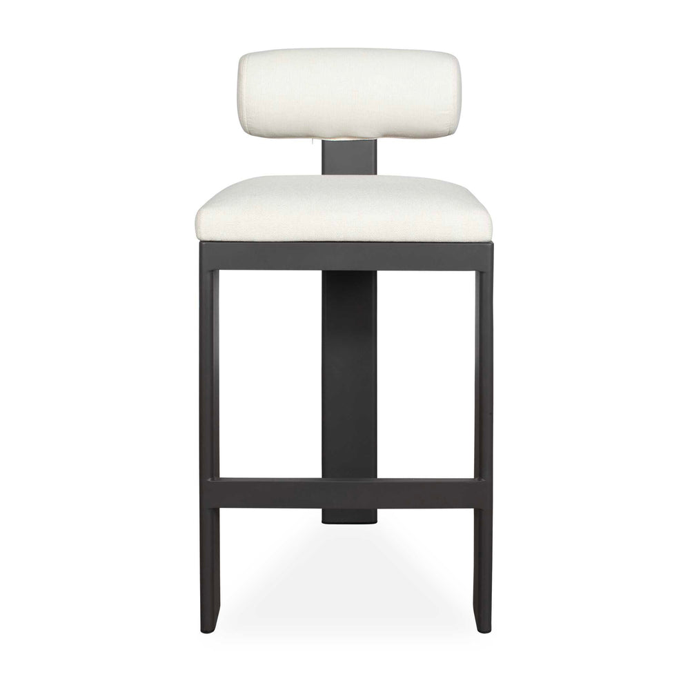Uttermost Bolster Back Outdoor Counter Stool – Stylish, Durable Seating For Your Modern Patio Space Black,White Metal Aluminium With Cushion Crescent Cloud Dancer 53046
