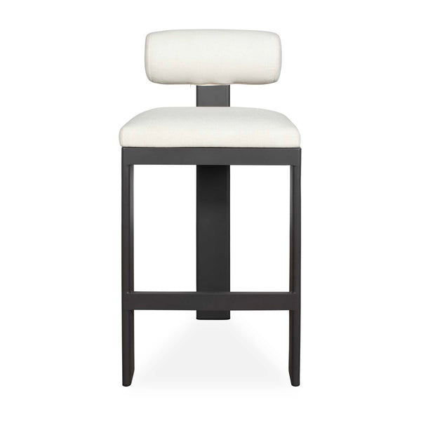 Uttermost Bolster Back Outdoor Counter Stool – Stylish, Durable Seating For Your Modern Patio Space Black,White Metal Aluminium With Cushion Crescent Cloud Dancer 53046