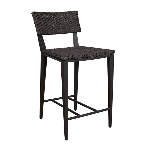 Uttermost Calbas Outdoor Counter Stool – Stylish Comfort With Elegant Wicker For Your Patio Bliss Black Metal Aluminium With Wicker 50297