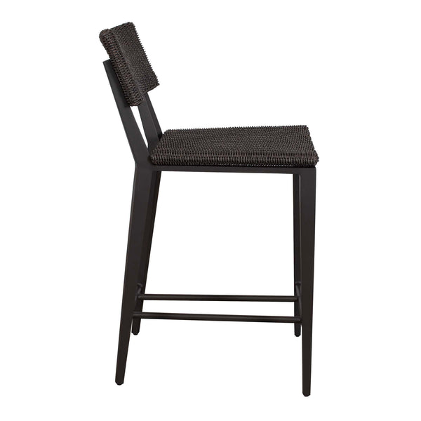 Uttermost Calbas Outdoor Counter Stool – Stylish Comfort With Elegant Wicker For Your Patio Bliss Black Metal Aluminium With Wicker 50297