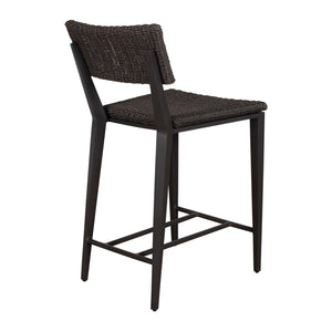 Uttermost Calbas Outdoor Counter Stool – Stylish Comfort With Elegant Wicker For Your Patio Bliss Black Metal Aluminium With Wicker 50297