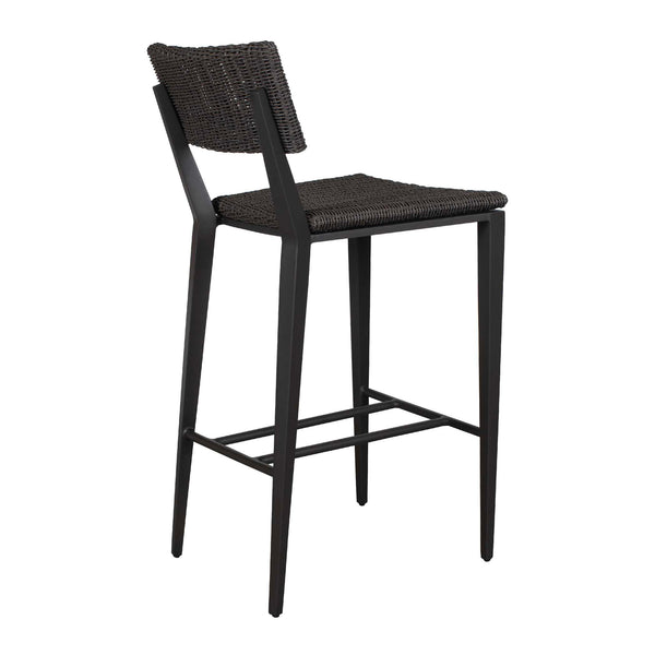 Uttermost Calbas Outdoor Counter Stool – Stylish Comfort With Elegant Wicker For Your Patio Bliss Black Metal Aluminium With Wicker 50298