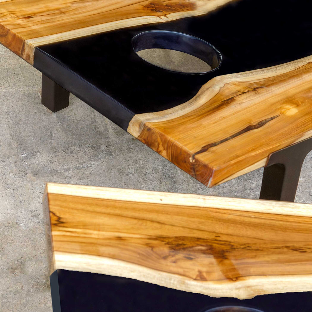 Uttermost Clearwood Black Cornhole Game Set For Outdoor Fun - Includes 8 Professional Bags & Covers Black,Woodtone Teak Wood With Resin And Metal 50309