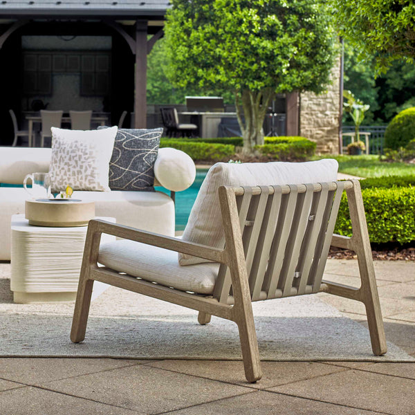 Uttermost Strapped Outdoor Lounge Chair - Elegant Mahogany Frame With Plush Sunbrella Cushions Gray Mahogani Wood With Strapped 53072