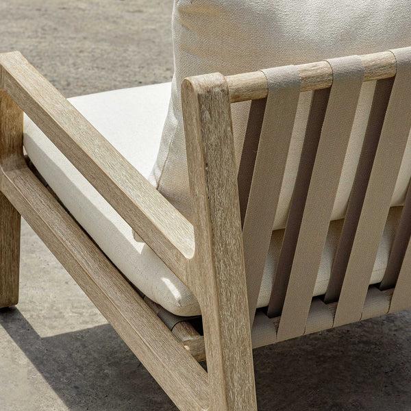 Uttermost Strapped Outdoor Lounge Chair - Elegant Mahogany Frame With Plush Sunbrella Cushions Gray Mahogani Wood With Strapped 53072