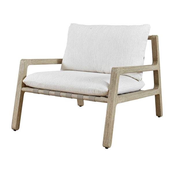 Uttermost Strapped Outdoor Lounge Chair - Elegant Mahogany Frame With Plush Sunbrella Cushions Gray Mahogani Wood With Strapped 53072