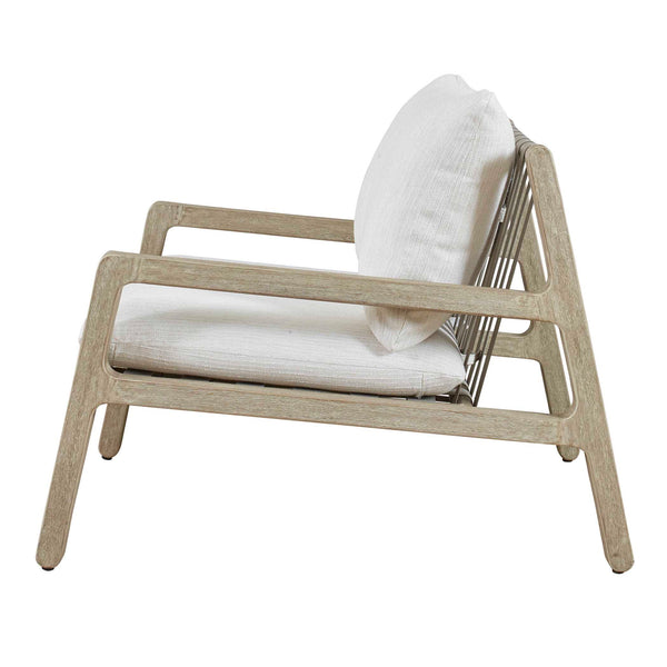 Uttermost Strapped Outdoor Lounge Chair - Elegant Mahogany Frame With Plush Sunbrella Cushions Gray Mahogani Wood With Strapped 53072