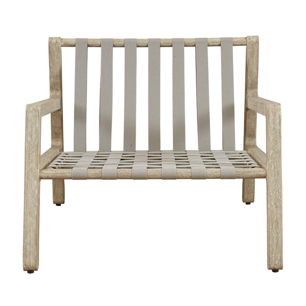 Uttermost Strapped Outdoor Lounge Chair - Elegant Mahogany Frame With Plush Sunbrella Cushions Gray Mahogani Wood With Strapped 53072