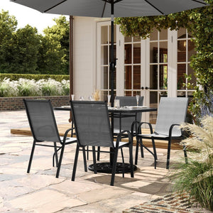 English Elm Brazos 5-Piece Commercial-Grade Patio Dining Set with Stylish Tempered Glass Table and Chairs Gray FV-120B-303CG-GG