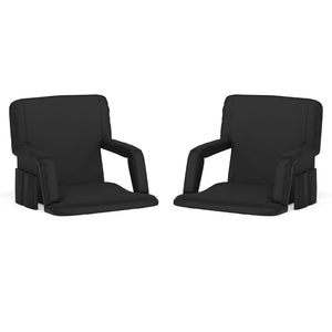 English Elm Malta Set of 2 Portable Lightweight Reclining Stadium Chairs for Ultimate Comfort and Convenience Black FV-FA090-BK-2-GG
