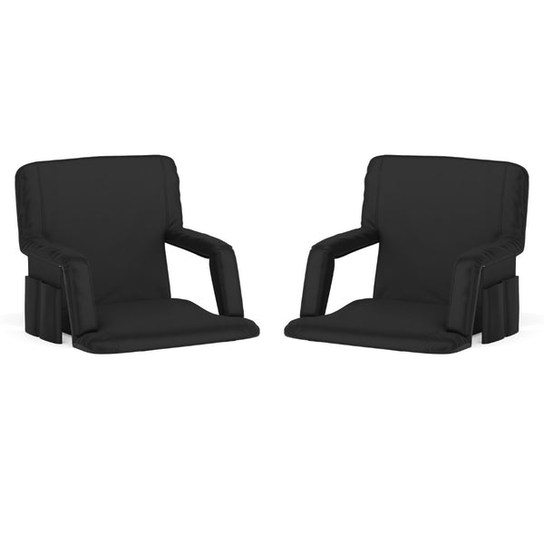 English Elm Malta Set of 2 Portable Lightweight Reclining Stadium Chairs for Ultimate Comfort and Convenience Black FV-FA090-BK-2-GG