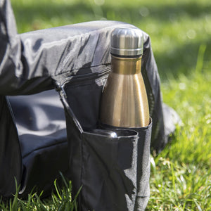 English Elm Malta Portable Lightweight Reclining Stadium Chair with Padded Comfort, Adjustable Straps & Storage Black FV-FA090-BK-GG