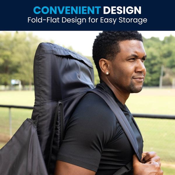 English Elm Malta Portable Lightweight Reclining Stadium Chair with Padded Comfort, Adjustable Straps & Storage Black FV-FA090-BK-GG