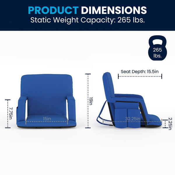 English Elm Malta Set of 2 Portable Lightweight Reclining Stadium Chairs for Ultimate Comfort and Convenience Blue FV-FA090-BL-2-GG