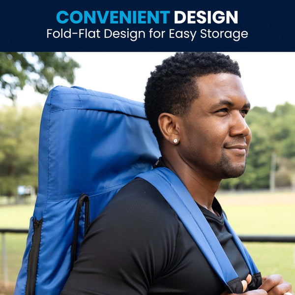 English Elm Malta Set of 2 Portable Lightweight Reclining Stadium Chairs for Ultimate Comfort and Convenience Blue FV-FA090-BL-2-GG