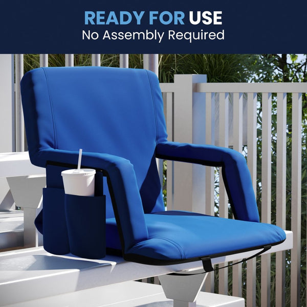 English Elm Malta Set of 2 Portable Lightweight Reclining Stadium Chairs for Ultimate Comfort and Convenience Blue FV-FA090-BL-2-GG