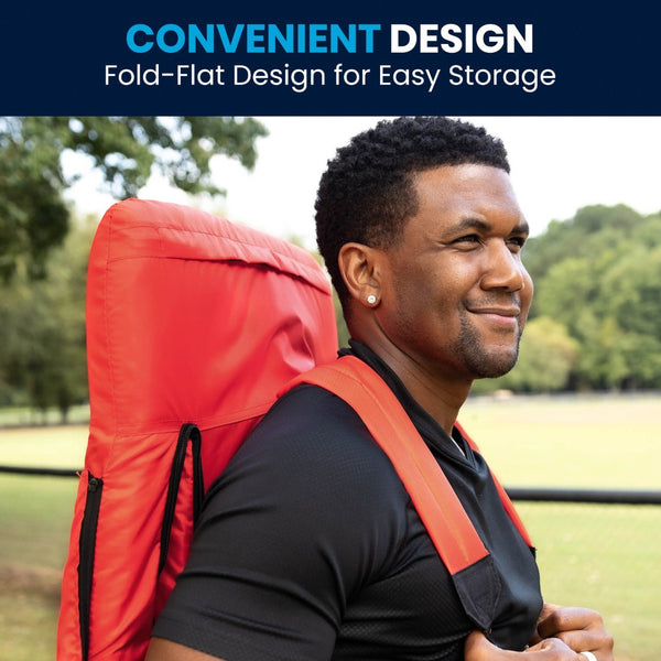 English Elm Malta Set of 2 Portable Lightweight Reclining Stadium Chairs for Ultimate Comfort and Convenience Red FV-FA090-RD-2-GG