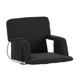 English Elm Malta Portable Heated Reclining Stadium Chair with Armrests, USB Power & Convenient Storage Pockets Black FV-FA090H-BK-GG