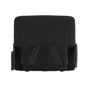 English Elm Malta Portable Heated Reclining Stadium Chair with Armrests, USB Power & Convenient Storage Pockets Black FV-FA090H-BK-GG