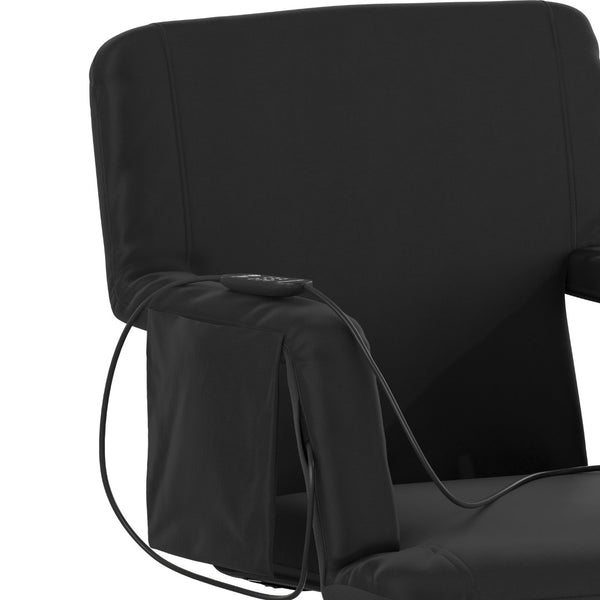 English Elm Malta Portable Heated Reclining Stadium Chair with Armrests, USB Power & Convenient Storage Pockets Black FV-FA090H-BK-GG