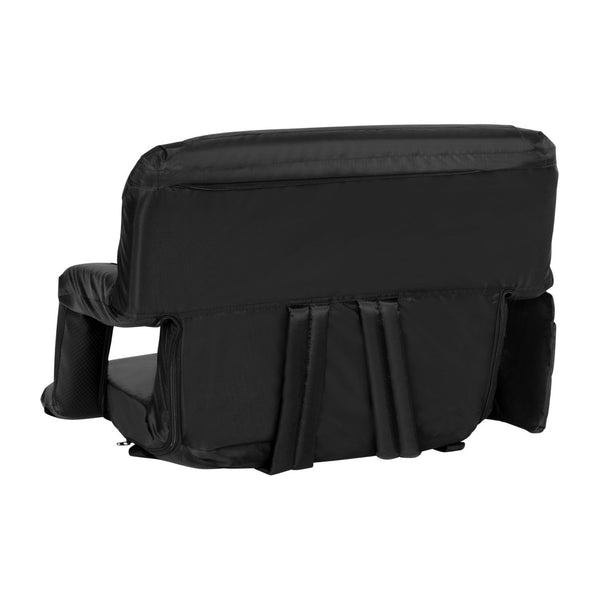 English Elm Malta Extra Wide Lightweight Reclining Stadium Chair with Backrest, Armrests & Dual Storage Options Black FV-FA090L-BK-GG