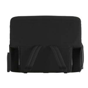 English Elm Malta Extra Wide Heated Reclining Stadium Chair with Armrests, Dual Pockets & Backpack Straps FV-FA090LH-BK-GG