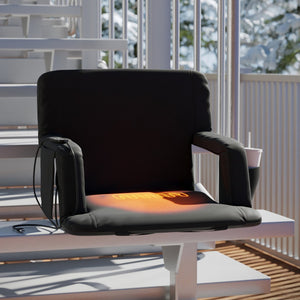 English Elm Malta Extra Wide Heated Reclining Stadium Chair with Armrests, Dual Pockets & Backpack Straps FV-FA090LH-BK-GG