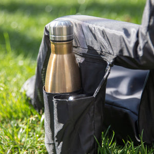 English Elm Malta Extra Wide Heated Reclining Stadium Chair with Armrests, Dual Pockets & Backpack Straps FV-FA090LH-BK-GG