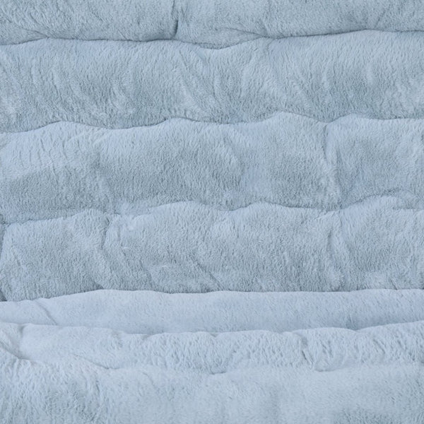 English Elm Eleanor 56" Portable Double Saucer Chair Set with 2 Ottomans - Cozy Faux Fur & Sturdy Steel Frame Aqua Fabric/Soft Gold Frame FV-FDS-001-2FR-DTAQ-SGD-GG