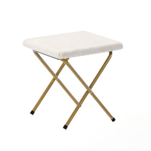 English Elm Eleanor 56" Portable Double Saucer Chair Set with 2 Ottomans - Cozy Faux Fur & Sturdy Steel Frame Ivory Faux Shearling Fabric/Soft Gold Frame FV-FDS-001-2FR-IV-SGD-GG