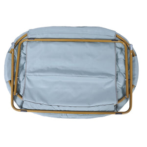 English Elm Eleanor 56" Oversized Portable Folding Double Saucer Chair in Plush Faux Fur for Ultimate Comfort Aqua Fabric/Soft Gold Frame FV-FDS-001-DTAQ-SGD-GG