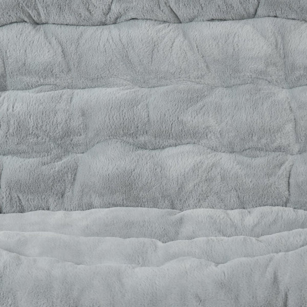 English Elm Eleanor 56" Oversized Portable Folding Double Saucer Chair in Plush Faux Fur for Ultimate Comfort Gray Fabric/Soft Gold Frame FV-FDS-001-GY-SGD-GG