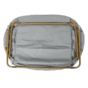 English Elm Eleanor 56" Oversized Portable Folding Double Saucer Chair in Plush Faux Fur for Ultimate Comfort Gray Fabric/Soft Gold Frame FV-FDS-001-GY-SGD-GG