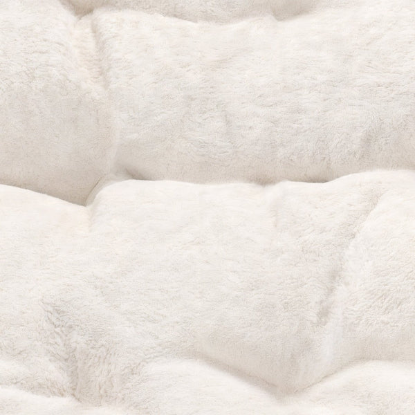 English Elm Eleanor 56" Oversized Portable Folding Double Saucer Chair in Plush Faux Fur for Ultimate Comfort Ivory Faux Shearling Fabric/Soft Gold Frame FV-FDS-001-IV-SGD-GG