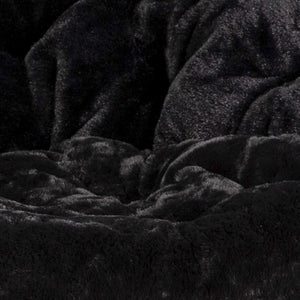 English Elm Gwen 38" Oversize Portable Faux Fur Saucer Chair for Cozy Lounging, Gaming, and Relaxing Anywhere Black Faux Fur/Black Frame FV-FMC-025-BK-BK-GG