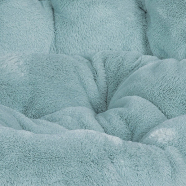 English Elm Gwen 38" Oversize Portable Faux Fur Saucer Chair for Cozy Lounging, Gaming, and Relaxing Anywhere Dusty Aqua Faux Fur/Soft Gold Frame FV-FMC-025-DTAQ-SGD-GG