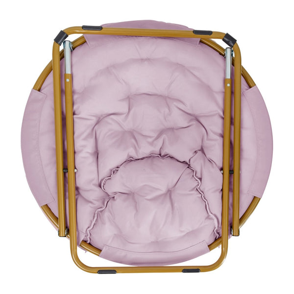 English Elm Gwen 38" Oversize Portable Faux Fur Saucer Chair for Cozy Lounging, Gaming, and Relaxing Anywhere Dusty Purple Fabric/ Soft Gold Frame FV-FMC-025-DTPRP-SGD-GG