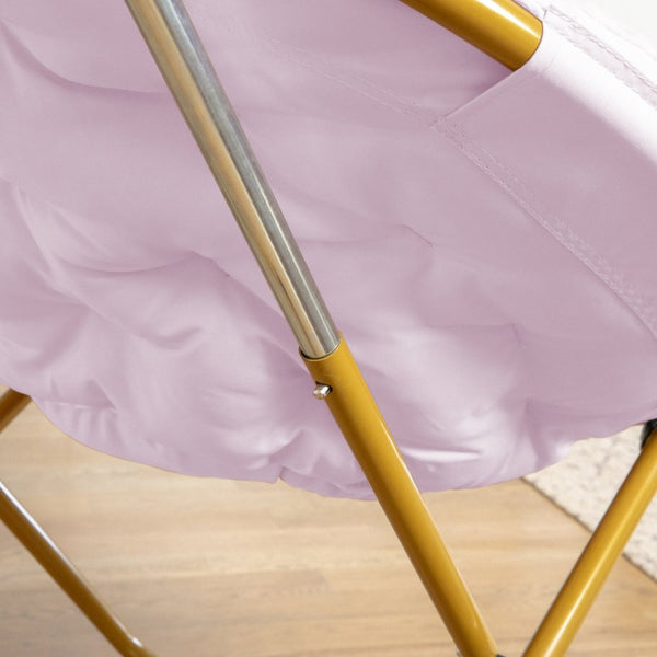 English Elm Gwen 38" Oversize Portable Faux Fur Saucer Chair for Cozy Lounging, Gaming, and Relaxing Anywhere Dusty Purple Fabric/ Soft Gold Frame FV-FMC-025-DTPRP-SGD-GG