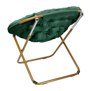 English Elm Gwen 38" Oversize Portable Faux Fur Saucer Chair for Cozy Lounging, Gaming, and Relaxing Anywhere Emerald Fabric/ Soft Gold Frame FV-FMC-025-EMRLD-SGD-GG