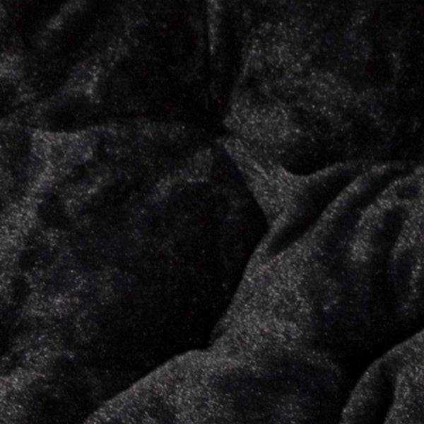 English Elm Gwen Oversize Portable Faux Fur Moon Chair Set with Folding Ottoman for Ultimate Comfort & Style Black Fabric/Black Frame FV-FMC-025-FR-BK-BK-GG