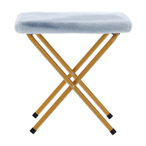 English Elm Gwen Oversize Portable Faux Fur Moon Chair Set with Folding Ottoman for Ultimate Comfort & Style Aqua Fabric/Soft Gold Frame FV-FMC-025-FR-DTAQ-SGD-GG