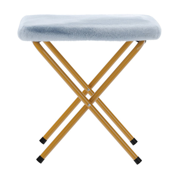 English Elm Gwen Oversize Portable Faux Fur Moon Chair Set with Folding Ottoman for Ultimate Comfort & Style Aqua Fabric/Soft Gold Frame FV-FMC-025-FR-DTAQ-SGD-GG