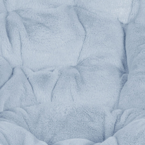 English Elm Gwen Oversize Portable Faux Fur Moon Chair Set with Folding Ottoman for Ultimate Comfort & Style Aqua Fabric/Soft Gold Frame FV-FMC-025-FR-DTAQ-SGD-GG