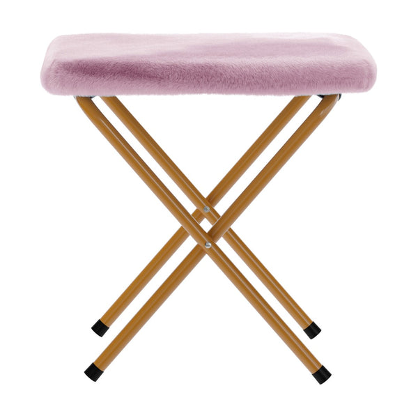 English Elm Gwen Oversize Portable Faux Fur Moon Chair Set with Folding Ottoman for Ultimate Comfort & Style Dusty Purple Fabric/Soft Gold Frame FV-FMC-025-FR-DTPRP-SGD-GG