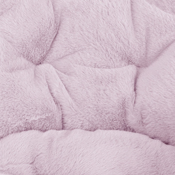 English Elm Gwen Oversize Portable Faux Fur Moon Chair Set with Folding Ottoman for Ultimate Comfort & Style Dusty Purple Fabric/Soft Gold Frame FV-FMC-025-FR-DTPRP-SGD-GG