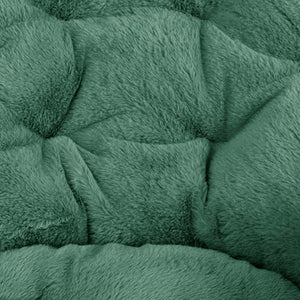 English Elm Gwen Oversize Portable Faux Fur Moon Chair Set with Folding Ottoman for Ultimate Comfort & Style Emerald Fabric/Soft Gold Frame FV-FMC-025-FR-EMRLD-SGD-GG