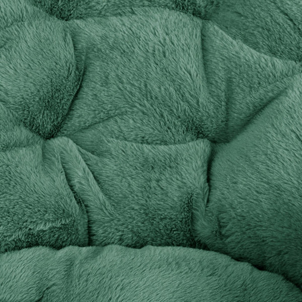 English Elm Gwen Oversize Portable Faux Fur Moon Chair Set with Folding Ottoman for Ultimate Comfort & Style Emerald Fabric/Soft Gold Frame FV-FMC-025-FR-EMRLD-SGD-GG