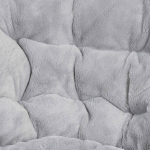 English Elm Gwen Oversize Portable Faux Fur Moon Chair Set with Folding Ottoman for Ultimate Comfort & Style Gray Fabric/Soft Gold Frame FV-FMC-025-FR-GY-SGD-GG